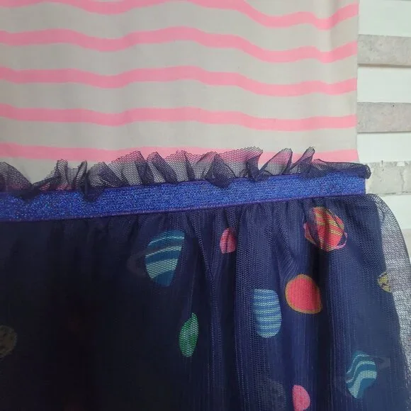 ✨cat & jack Size L(10/12) big girls dress sleeve less blue pink planets theme - Picture 5 of 7